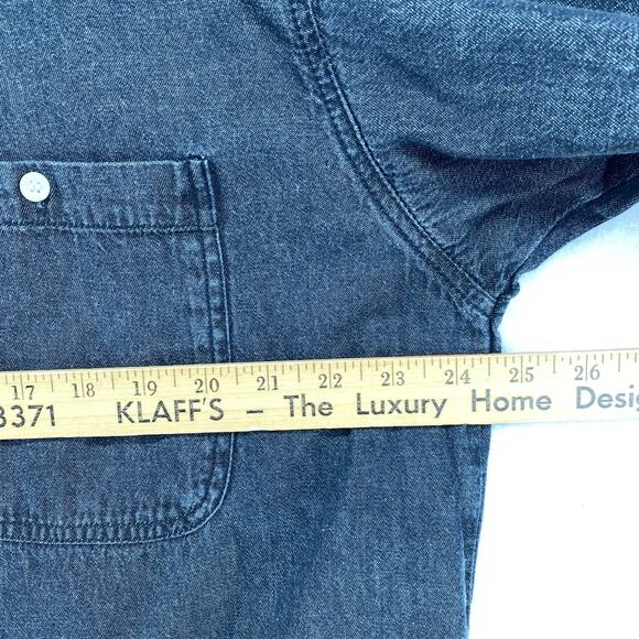 PERRY ELLIS Shirt Mens L AMERICA Denim Cotton Long Sleeve Button Up Black VTG - Picture 11 of 13